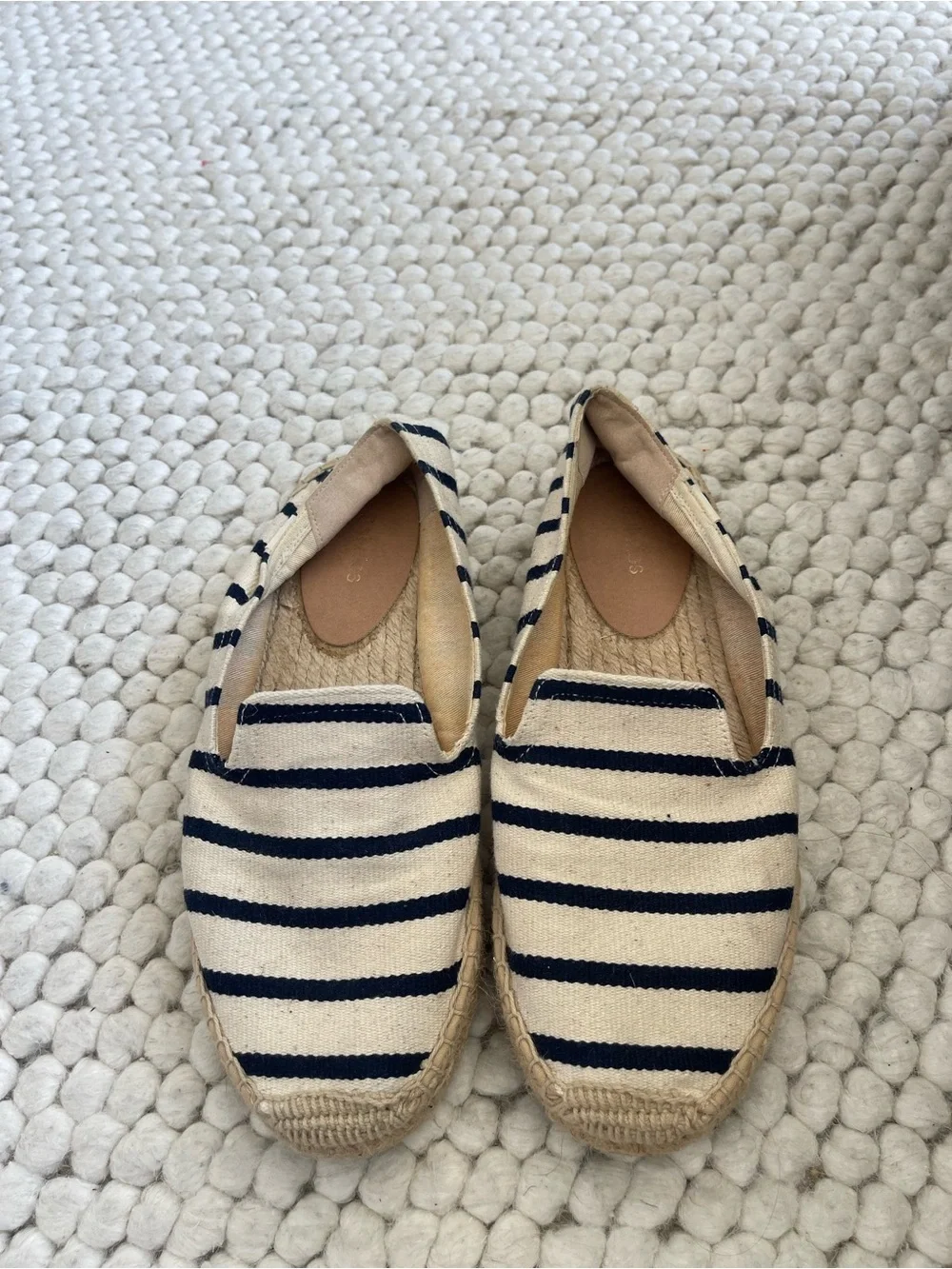 SOLUDOS Striped Canvas Espadrilles - Navy and Cream